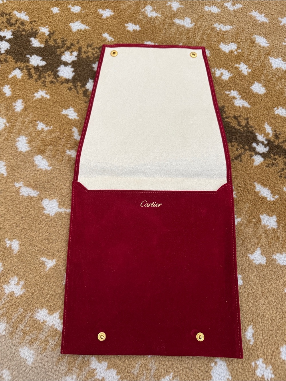 Cartier Red and Cream Velvet Travel Pouch